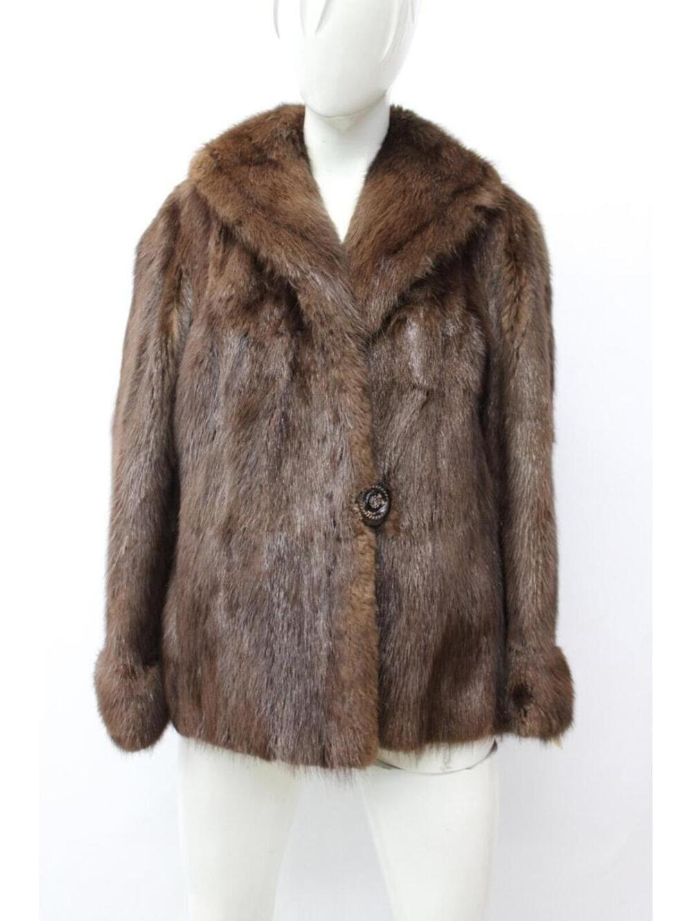 Excellent Brown Muskrat Fur Jacket Coat Women Woman Size 6 Small